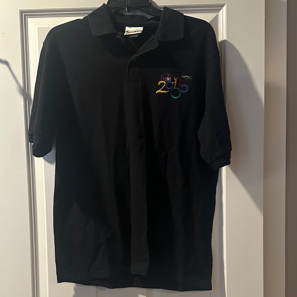 EPCOT Disney 2000 Black Polo Shirt with Embroidered Design